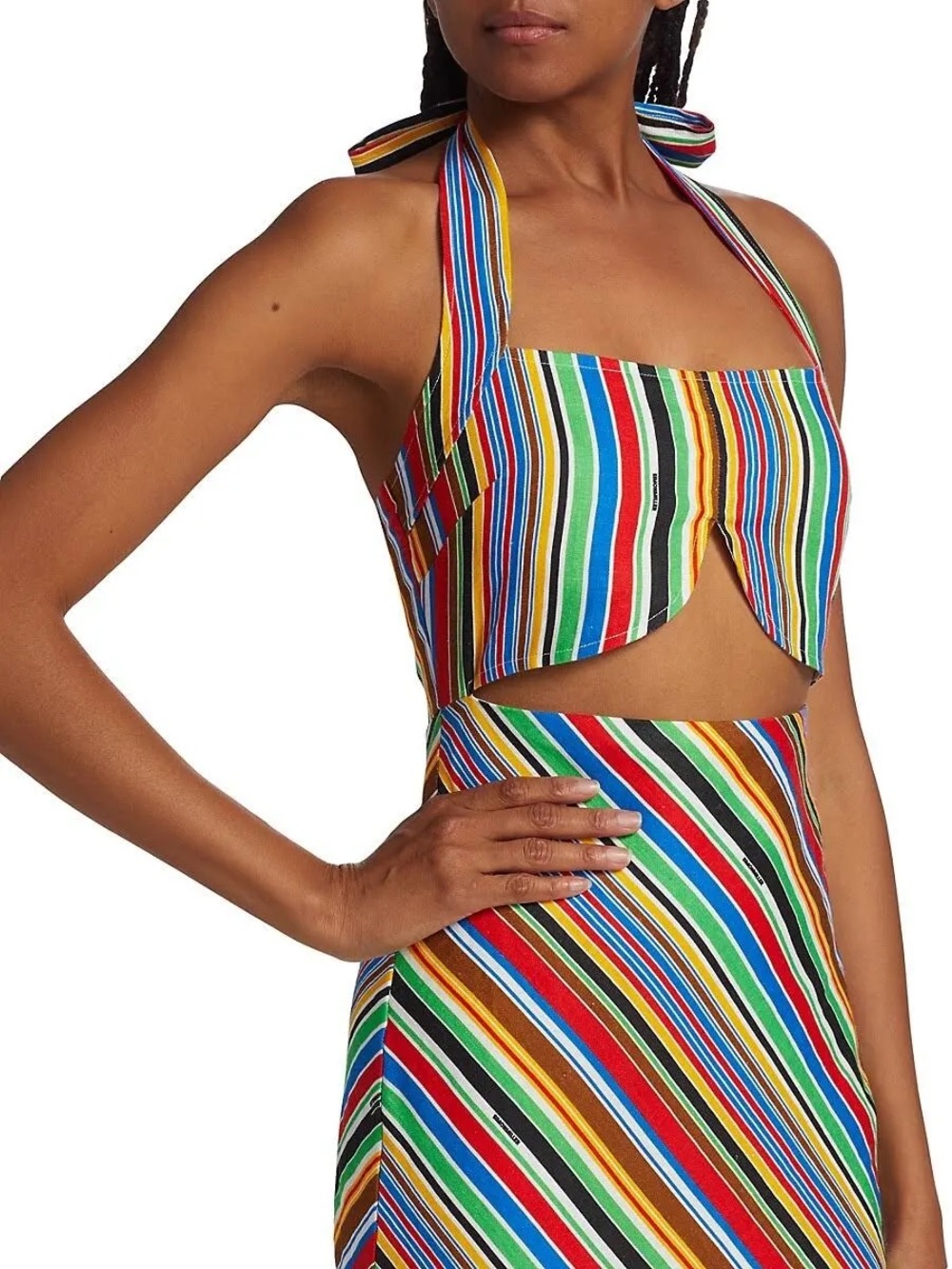 Simon Miller Hustle Piko Striped Halterneck Midi-Dress size 4